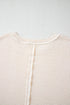 Beige Waffle Exposed Seam Detail Plus Size Short Sleeve Top